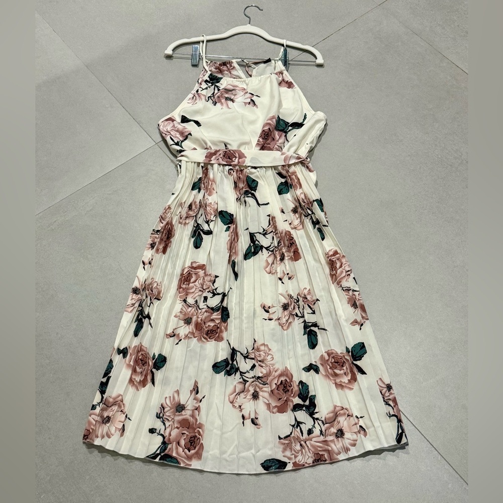 SHEIN Pink and White Halter Floral Dress Size S